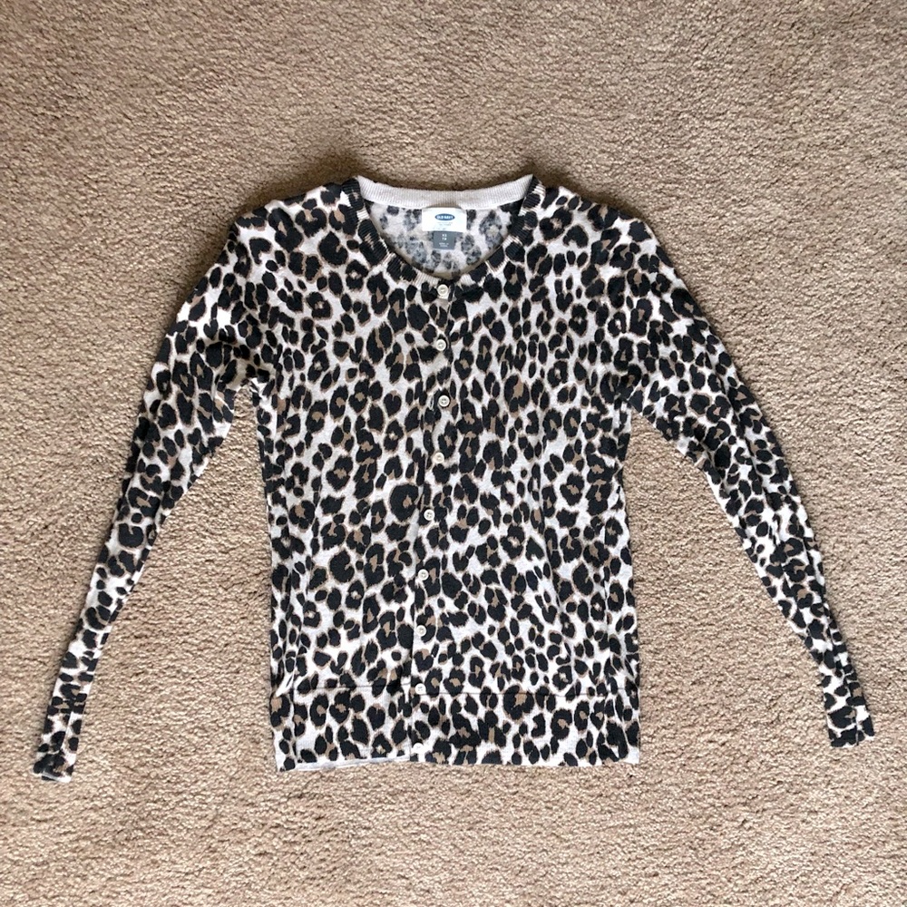 Leopard Print Button Front Sweater
